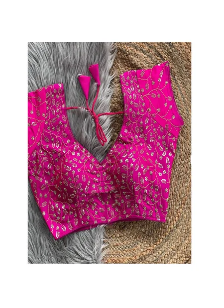 Komal 1 Heavy Pure Roman Silk With Embroidery Sequence Work Blouses Wholesale In India